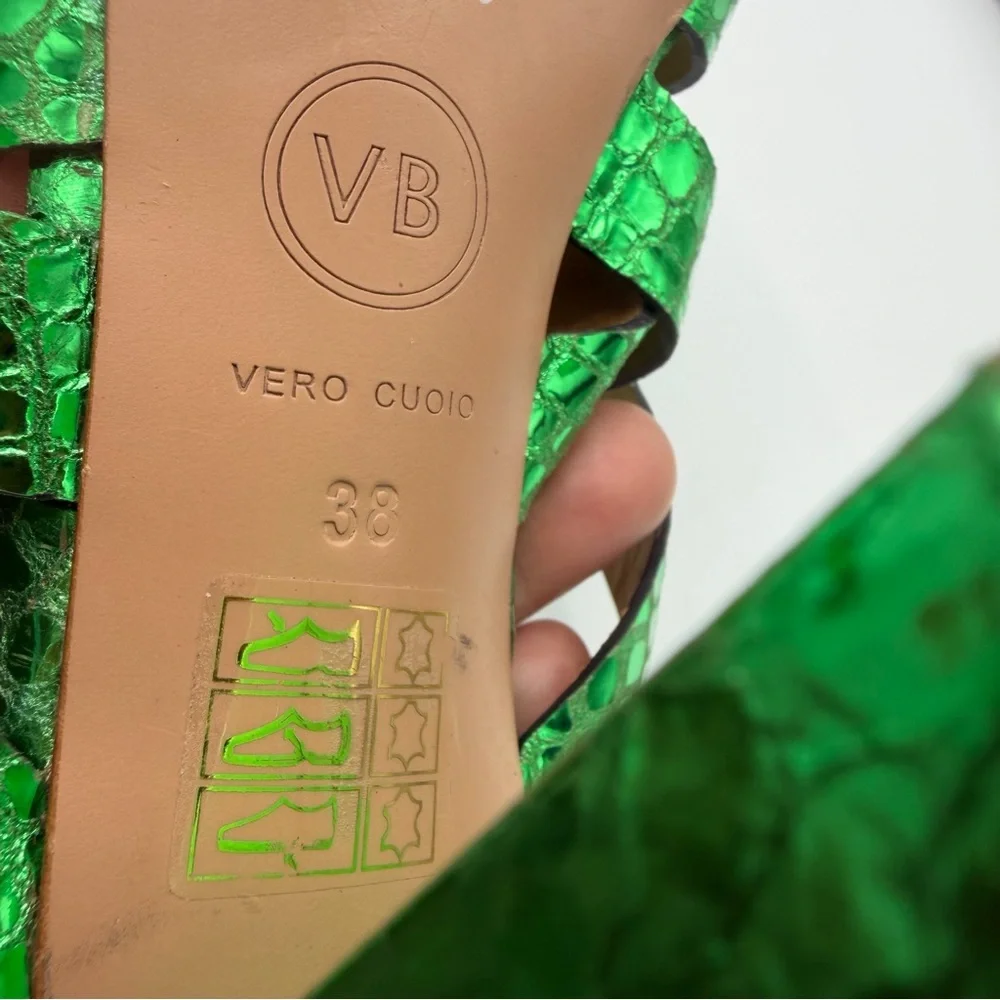 Veronica Beard Macey Green Snake Print Mules - Picture 12 of 12